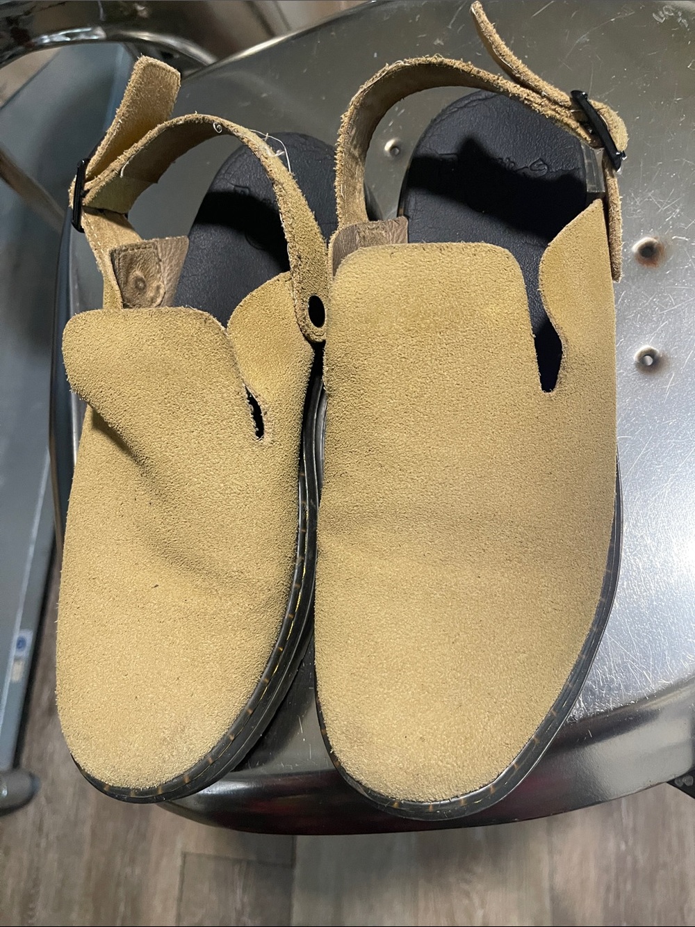 Dr. Martens  AirWair Suede Slip-On Sandals in Tan